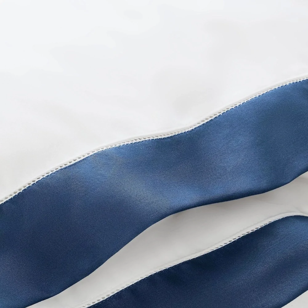 Ralph Lauren RL 624 Organic Cotton Sateen Border TWIN Duvet Cover $330 Polo Navy
